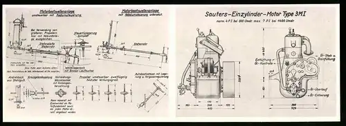 Klapp-AK Friedrichshafen a. B., Fabrik für Bootsmotoren Eugen auter, Paulinenstr. 1, Konstruktionsblatt, Reklame