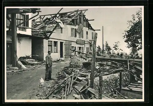 AK La Chaux-de-Fonds, Cyclone du 23 Aout 1934, Restaurant de La Loge, Les trois bâtiments sont détruits