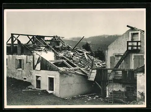 AK La Chaux-de-Fonds, Cyclone du 23 Aout 1934, Restaurant de La Loge (Maurer), Les trois batiments sont détruits