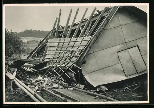 AK La Chaux-de-Fonds, Les Crosettes, Cyclone du 23 Aout 1934, Dégats au Cafe Hadorn
