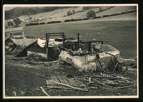 AK Chaux-de-Fonds, Cylone du 23 Aout 1934, Ferme Tschäppät détruite, Zerstörtes Gebäude nach Unwetter