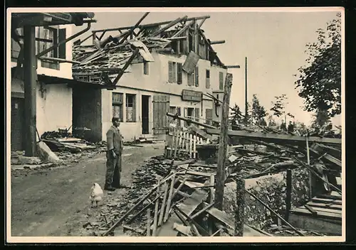 AK La Chaux-de-Fonds, Cyclone du 23 Aout 1934, Restaurant de La Loge, Les trois bâtiments sont détruits