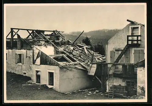 AK La Chaux-de-Fonds, Cyclone 1934, Restaurant de la Loge (Maurer), Les trois batiments sont détruits