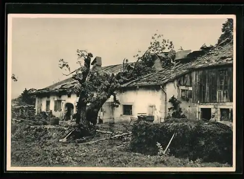 AK Chaux-de-Fonds, Cyclone du 23 Aout 1934, Ferme Balmer détruite, Zerstörtes Gebäude nach Unwetter