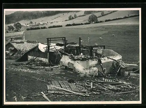 AK Chaux-de-Fonds, Cylone du 23 Aout 1934, Ferme Tschäppät détruite, Zerstörtes Gebäude nach Unwetter