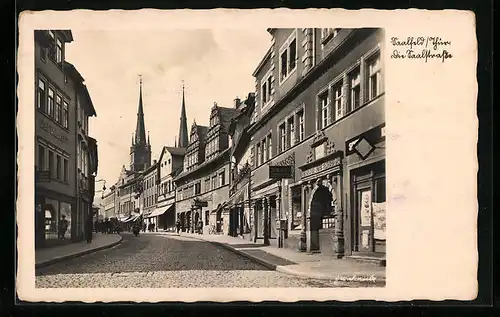 AK Saalfeld /Thür., Saalstrasse mit Geschäften