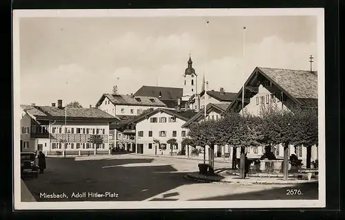 AK Miesbach, Platz mit Brunnen