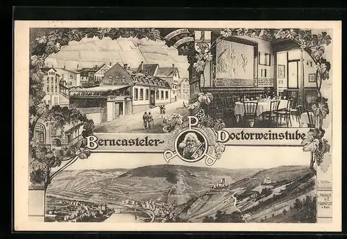 AK Berncastel, Ortsansicht und Doctorweinstube