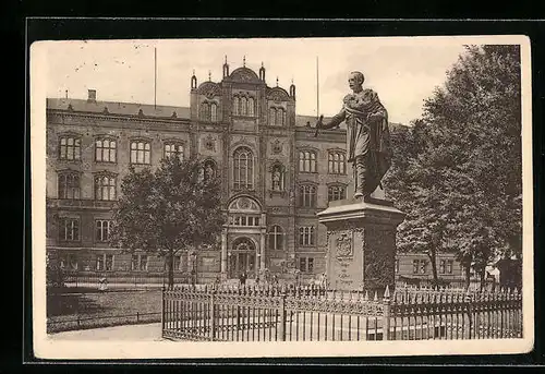 AK Rostock, Universität mit Blücher-Denkmal
