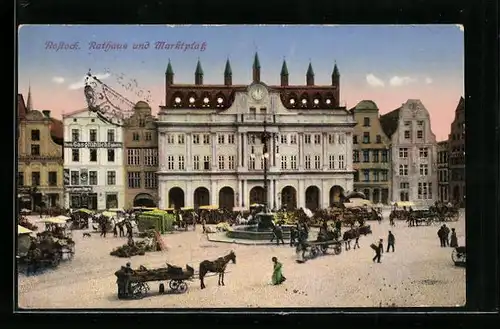 AK Rostock, Rathaus und Marktplatz