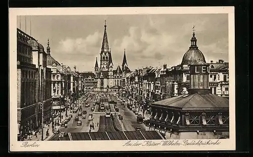 AK Berlin-Charlottenburg, Strassenpartie an der Kaiser-Wilhelm-Gedächtniskirche
