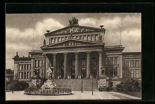 AK Berlin, Königliches Schauspielhaus mit Denkmal, Gendarmenmarkt