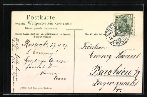 AK Rostock, Wallpromenade mit Ständehaus und Steintor