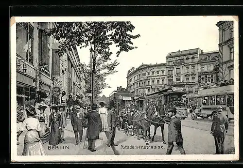 AK Berlin-Tiergarten, Potsdamerstrasse mit Geschäften