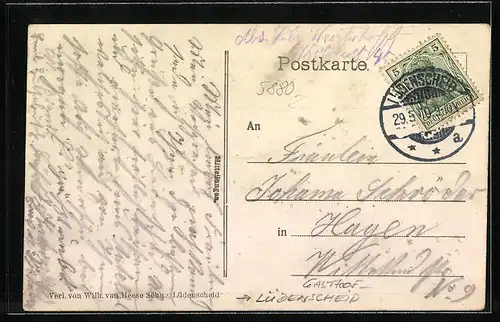 AK Lüdenscheid, Gasthof Konzertsaal Worth, Innenansicht