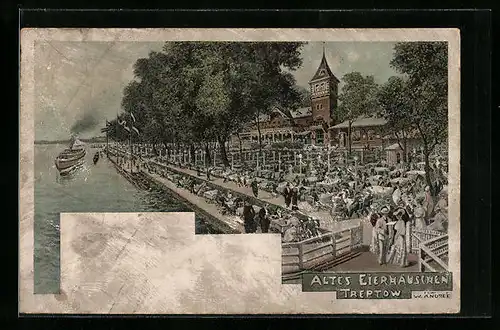 Lithographie Treptow, Gasthaus Altes Eierhäuschen