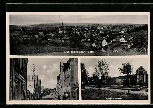 AK Rimpar, Ortsansicht, Kriegerdenkmal, Strassenpartie