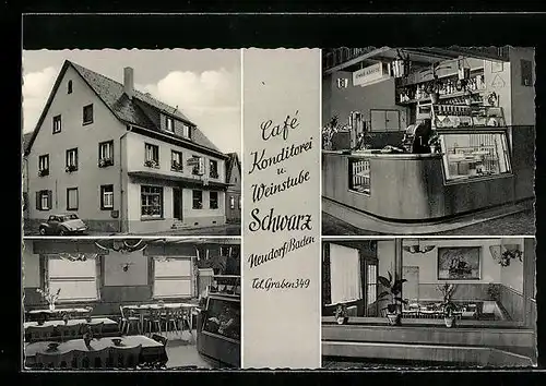 AK Neudorf /Baden, Cafe-Konditorei Schwarz