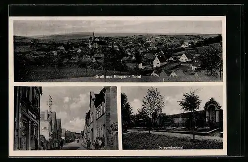AK Rimpar, Ortsansicht, Kriegerdenkmal, Strassenpartie