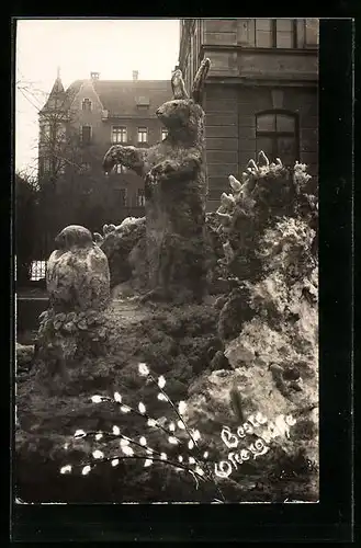 AK Augsburg, Osterhasen-Skulptur