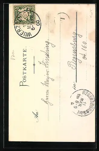 Lithographie Würzburg, Partie am Dom