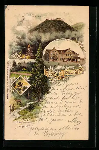 Lithographie Inselsberg, Gothaisches Hotel, Zwerg