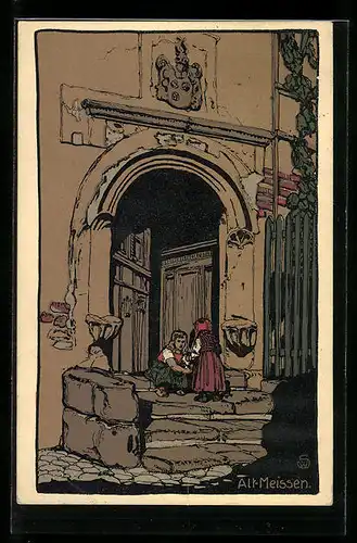 Steindruck-AK Meissen, Burglehntor