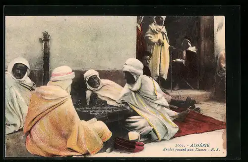 AK Algérie, Arabes jouant aux Dames, Brettspiel, Dame