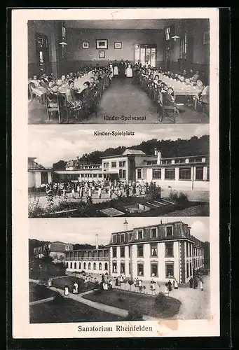 AK Rheinfelden, Sanatorium, Innenansichten Kinderspeisesaal u. Kinder-Spielplatz