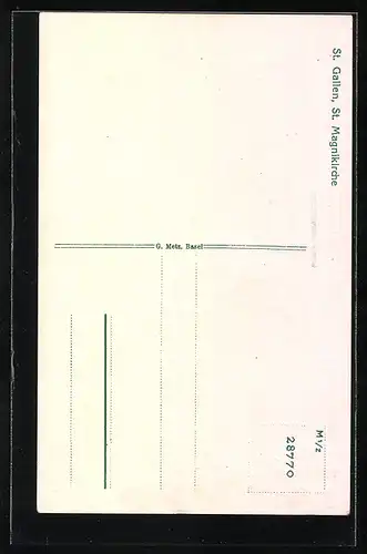 Passepartout-AK St. Gallen, Teilansicht mit St. Magnikirche
