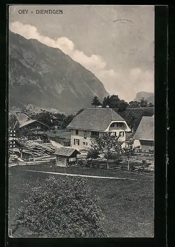 AK Oey-Diemtigen, Ortsansicht aus der Vogelschau