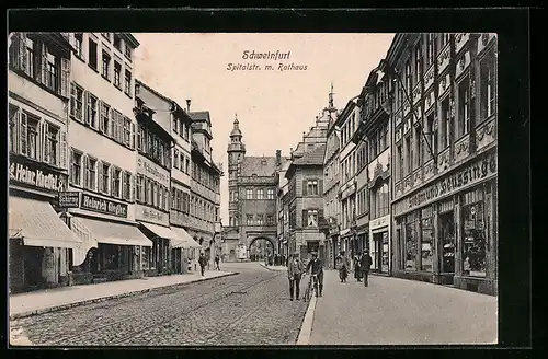 AK Schweinfurt, Spitalstr. m. Rathaus