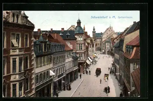AK Schweinfurt a. M., Blick auf die Spitalstrasse