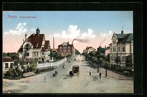 AK Triptis, Blick auf die Bahnhofstrasse