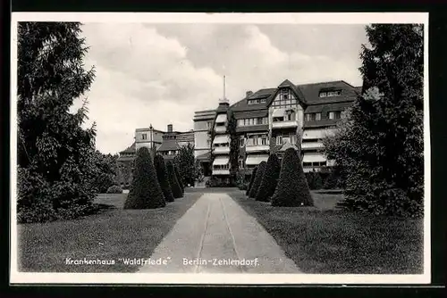 AK Berlin-Zehlendorf, Krankenhaus Waldfriede mit Parkanlage