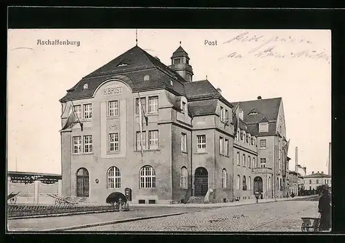 AK Aschaffenburg, Strassenpartie an der Post