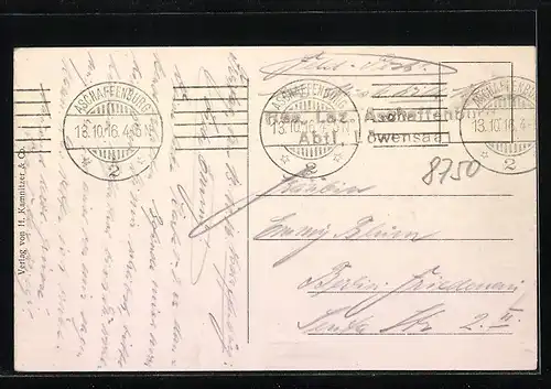 AK Aschaffenburg, Strassenpartie an der Post