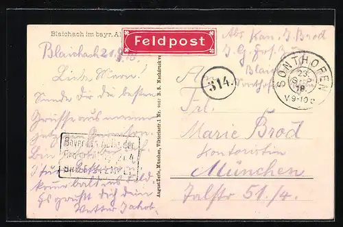 AK Blaichach /Allg., Ortsansicht mit Bergpanorama