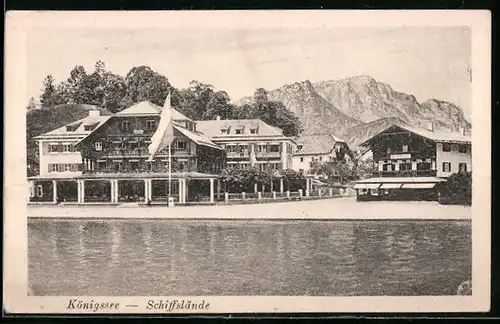 AK Königssee, Schiffslände, vom Wasser gesehen