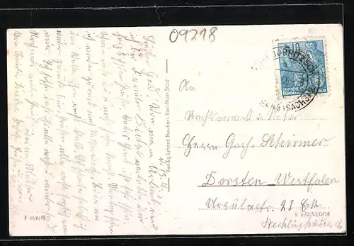 AK Oberbobritzsch, Teilansicht mit Feldern