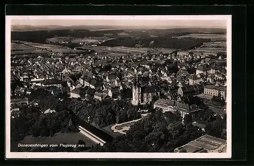 AK Donaueschingen, Fliegeraufnahme des Ortes