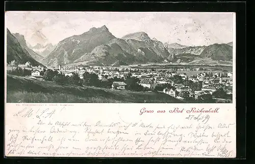 AK Bad Reichenhall, Teilansicht mit Bergen