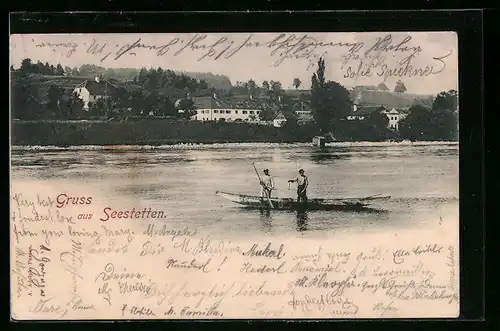 AK Seestetten, Uferpartie mit Gondel