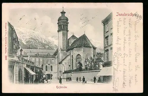 AK Innsbruck, Strassenpartie mit Hofkirche