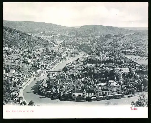 Klapp-AK Baden, Stadtansicht aus der Vogelperspektive