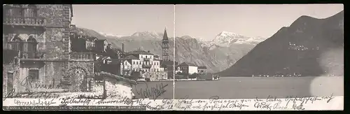 Klapp-AK Perast, Partie von Perast mit den umliegenden Dörfern