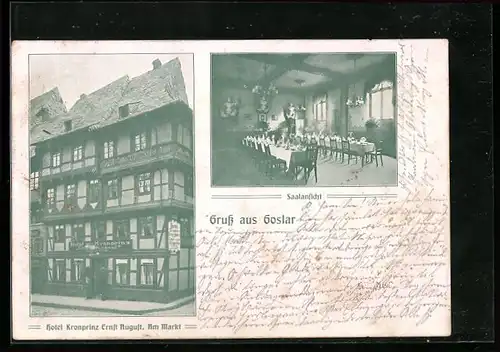 AK Goslar, Hotel Kronprinz Ernst August, Am Markt, Saalansicht