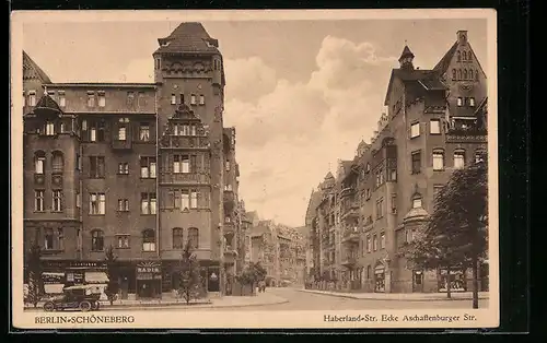 AK Berlin-Schöneberg, Haberland-Strasse Ecke Aschaffenburger Str.