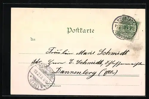 Lithographie Neustadt i. Meckl., Neues Schloss, Technikum, Ortspanorama