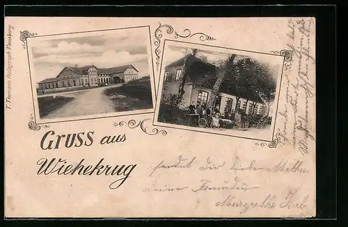 AK Wiehekrug, Gasthaus Wiehekrug, Ortspartie